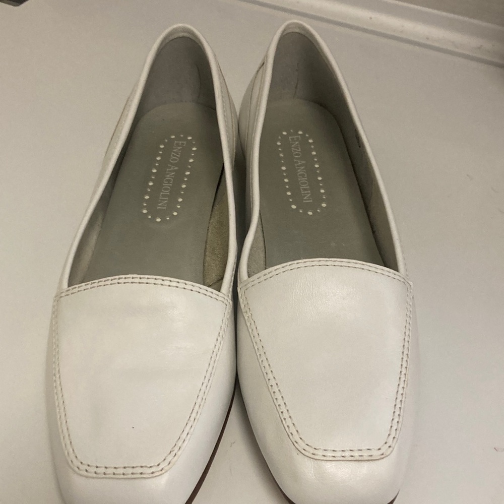 Enzo Angiolini White Leather Flats